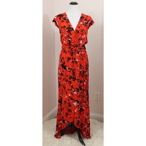 KARINA GRIMALDI Sz M Medium Red Abstract Floral Tamara Print Dress worn once - Picture 2 of 9